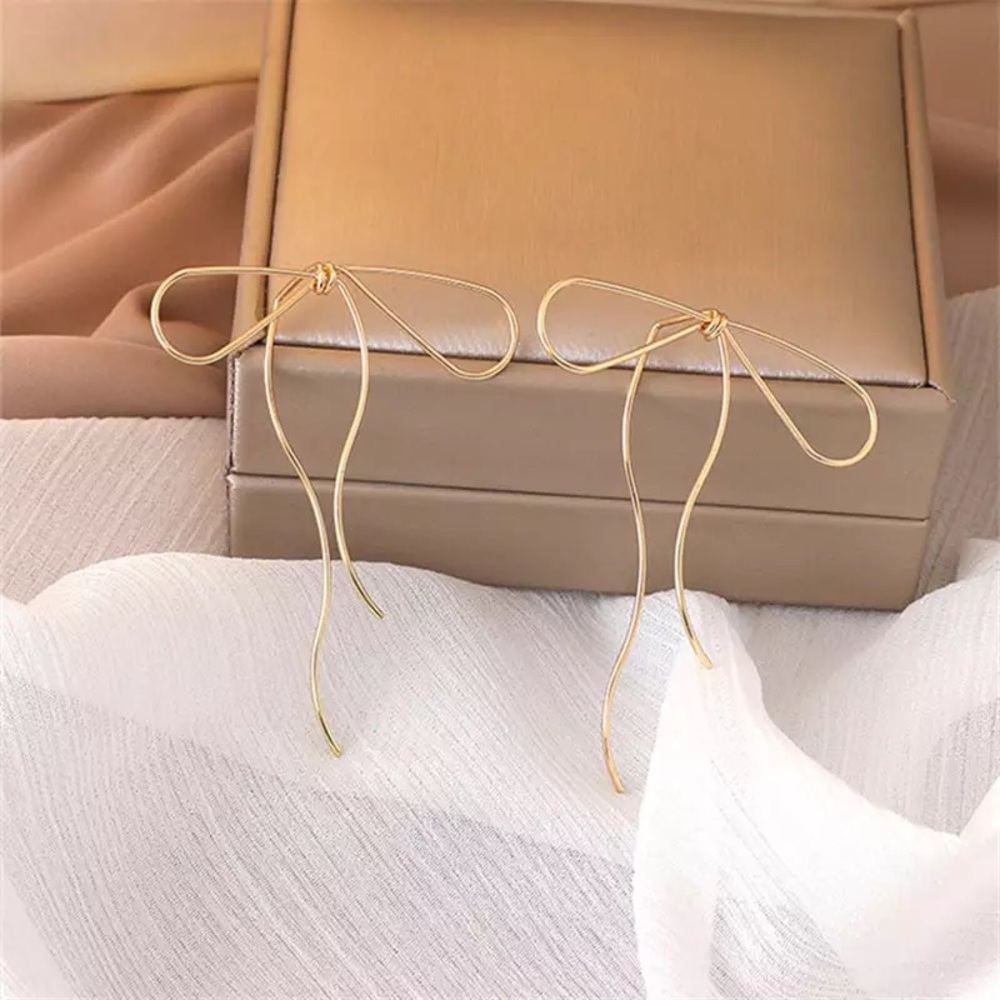 “Paris” Minimalist Thin Bow Dainty Knot Cute Birthday/Gift/Babyshower Earrings - Picture 3 of 12